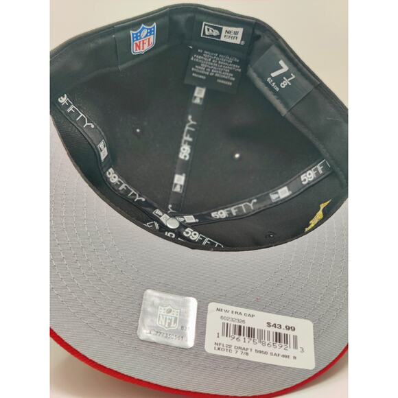 NEW ERA SAN FRANCISCO 49ERS DRAFT DAY 59FIFTY FITTED HAT 7 7/8 NWT RED GOLD NEW - Picture 3 of 6